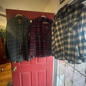 Field & Stream Men's Casual Plaid Shirt Trio - Black, Purple, Cream